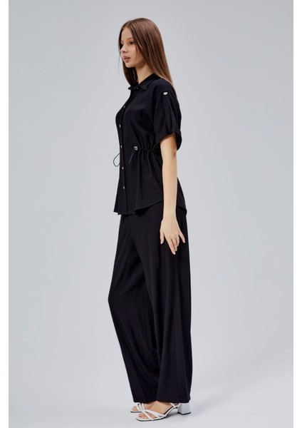Siyah Rahat Kesim Gömlek Pantolon Takım