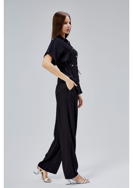 Siyah Rahat Kesim Gömlek Pantolon Takım