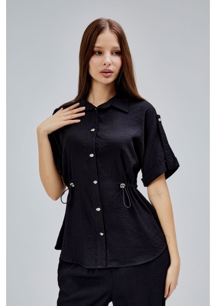 Siyah Rahat Kesim Gömlek Pantolon Takım