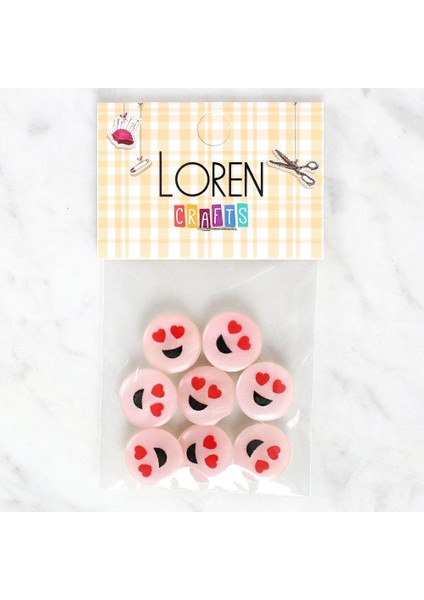 Loren Crafts 8'li Gülen Yüz Düğme - 1022