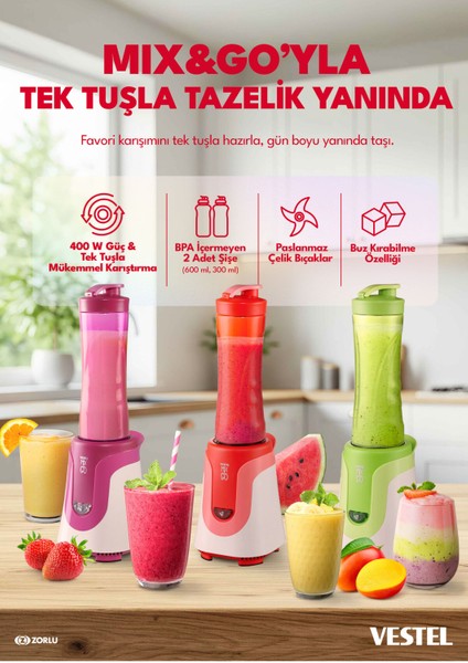 Mix Go Yeşil Çok Amaçlı Güçlü ve Şık Blender