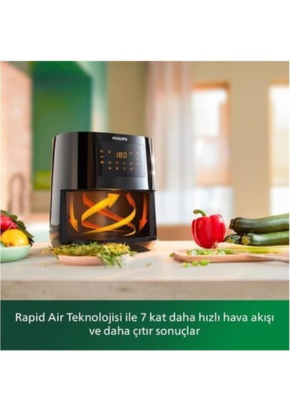 Siyah HD9252/90 Essential Airfryer, Sağlıklı ve Pratik Yemek Pişirme Cihazı