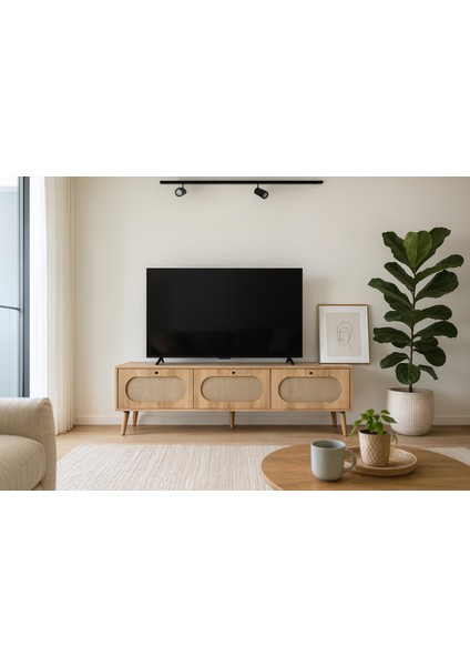 Terra 180CM Iskandinav Jüt Kumaşlı Mdf Tv Ünitesi, Tv Sehpası, Konsol, G180XY52XD37