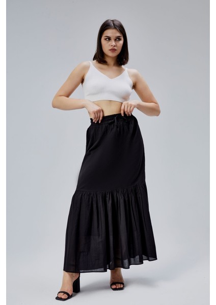 Siyah Regular Pamuklu Vual Etek