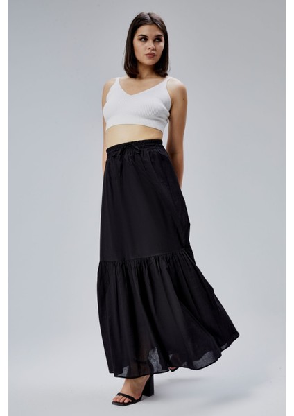 Siyah Regular Pamuklu Vual Etek