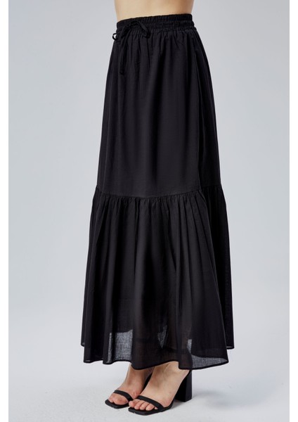 Siyah Regular Pamuklu Vual Etek