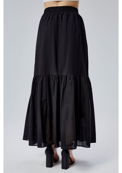 Siyah Regular Pamuklu Vual Etek