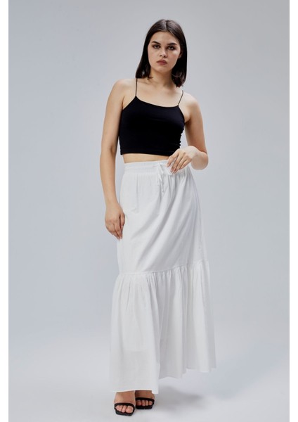 Ekru Regular Pamuklu Vual Etek
