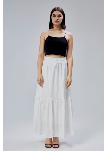 Ekru Regular Pamuklu Vual Etek