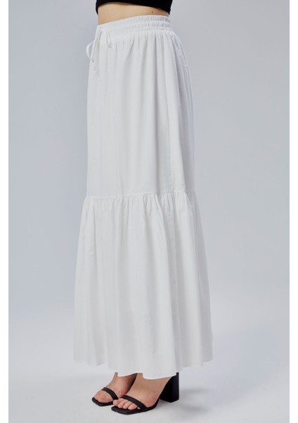 Ekru Regular Pamuklu Vual Etek