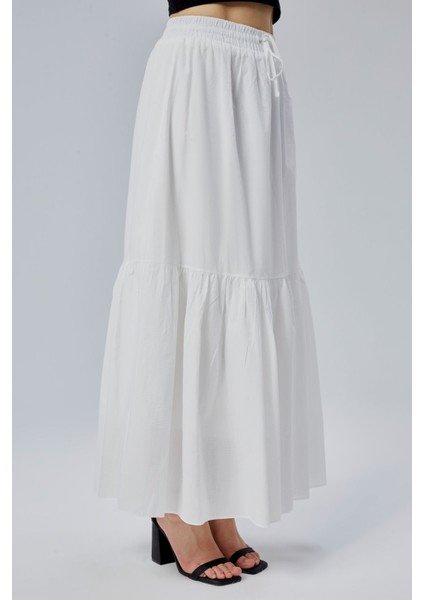 Ekru Regular Pamuklu Vual Etek