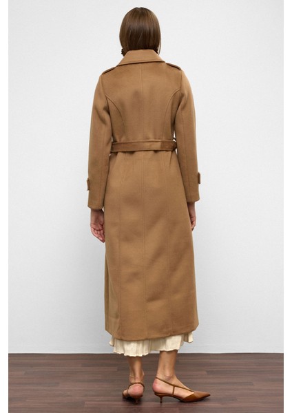 Pelerin Detaylı Kruvaze Uzun Boy Kaban K. Kamel 3087