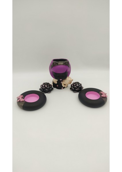 Mor Saçlı Kız Mini Saksı Set
