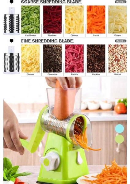 3 Başlıklı Çok Renkli Sebze ve Meyve Doğrayıcı, Patates Cipsi Yapma Makinesi