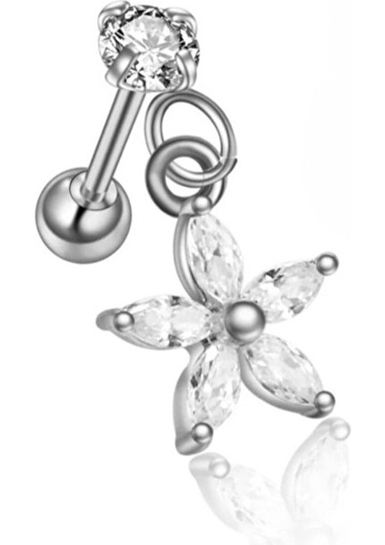 Çiçek Sallantılı Piercing Helix Kıkırdak Silver Renk