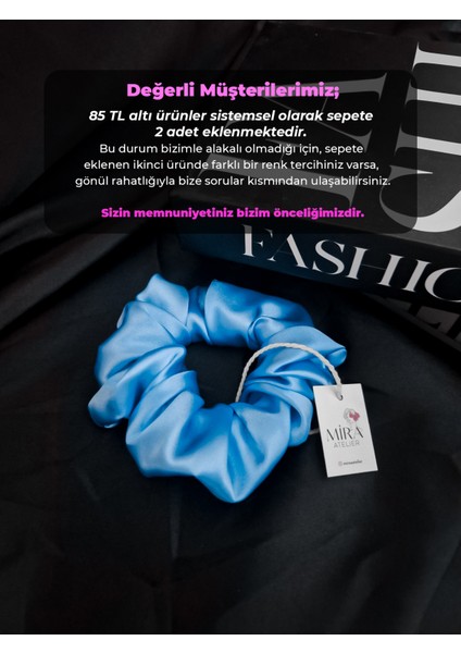 Kadın Saten Toka - Mavi Inci – Tekli Lüks Lastik Model Scrunchie