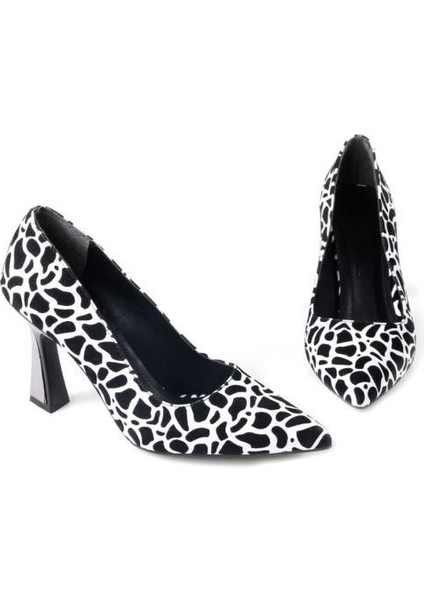 Dnz 03014 8,5 cm Topuklu Kadın Desenli Stiletto Ayakkabı