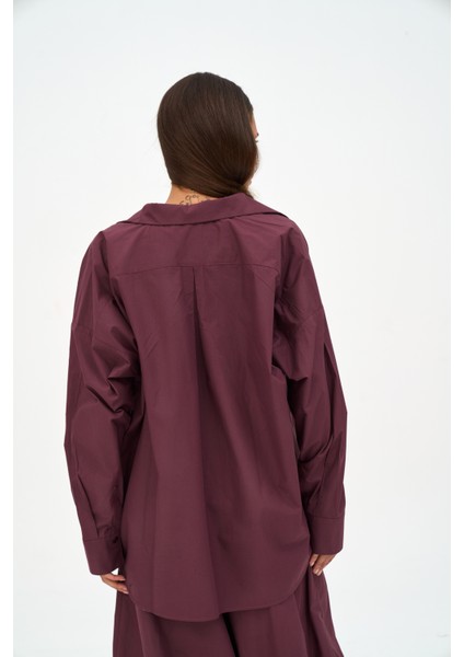 Josie Oversize Bordo Gömlek