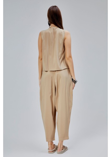 Vizon V Yaka Fiyonk Detaylı Yelek-Pantolon Takım