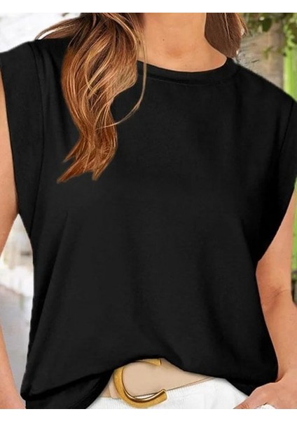 Kadın Kısa Kollu Bisiklet Yaka Viskon Bluz