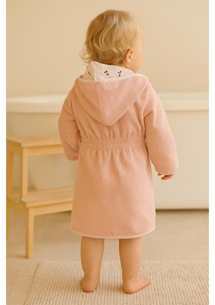 Cherry Bebek & Çocuk Kapşonlu Bornoz – %100 Pamuk