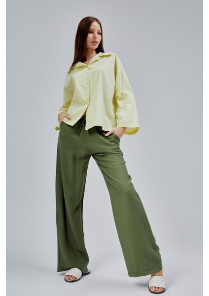 Sarı Oversize Poplin Gömlek