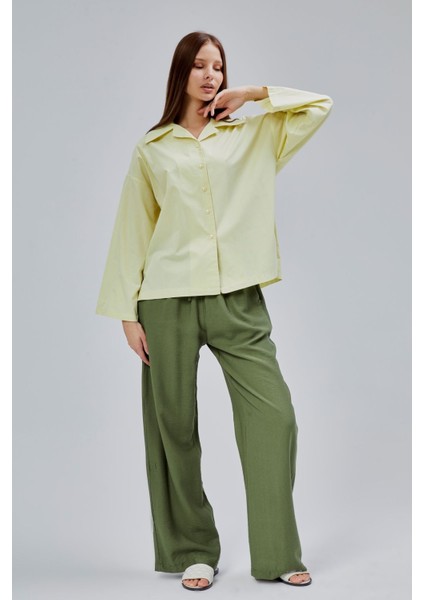 Sarı Oversize Poplin Gömlek