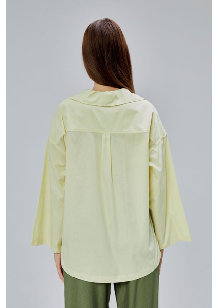 Sarı Oversize Poplin Gömlek