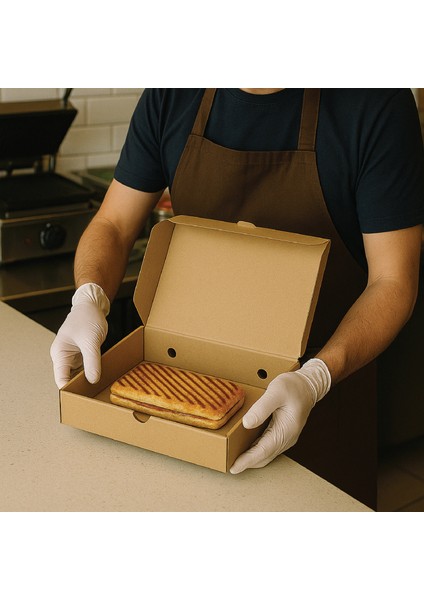 25X16X4 cm Karton Kraft Kutu |25 Adet| Kargo Gıda Kutusu Baskılı | Pide Tost Lahmacun indirimleri