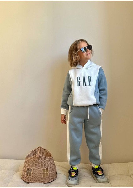 Erkek Çocuk Kanguru Cepli Sweatshirtli Blok Renkli Kışlık Takım fırsatları