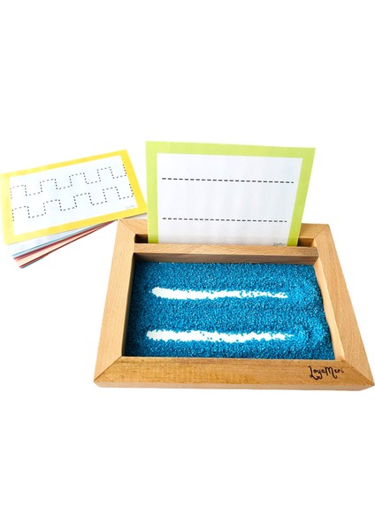 Kum Tepsisi Çizgi Çalışması Seti/ Çizgi Kartları/kum ve Ahşap Tepsi 20-15 cm fiyatları