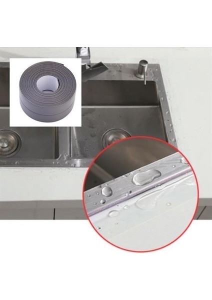 Buffer® Gri Su Sızdırmaz Banyo Mutfak Lavabo Küvet Izolasyon Şerit Bant