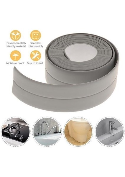 Buffer® Gri Su Sızdırmaz Banyo Mutfak Lavabo Küvet Izolasyon Şerit Bant