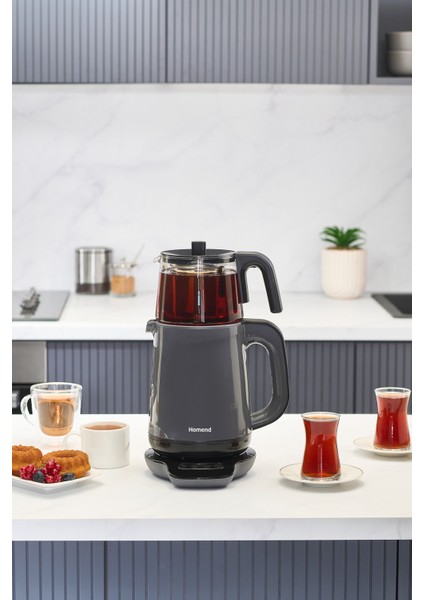 Konuşan Çay Makinesi, Antrasit Renk, Hızlı ve Kolay Demleme, Modern Tasarım