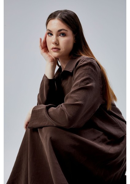 Kahverengi Oversize Gömlek