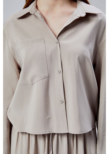 Bej Oversize Gömlek