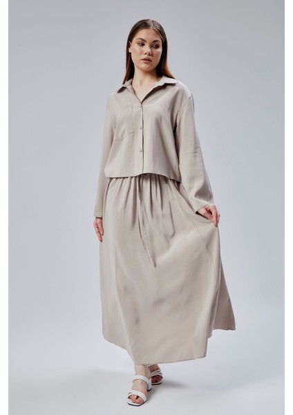 Bej Oversize Gömlek