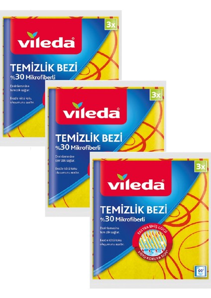 30% Extra Mikrofiberli Temizlik Bezi 3 Lü x 3 Paket