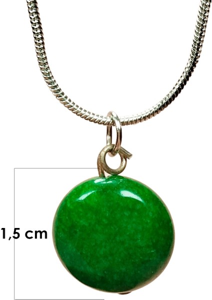 Zümrüt Doğal Taşı Zincirli El Yapımı Kolye Uç: 1,5 cm Zincir: 20 cm Kutulu