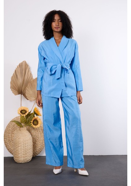 Bebe Mavisi Oversize Kimono Takım