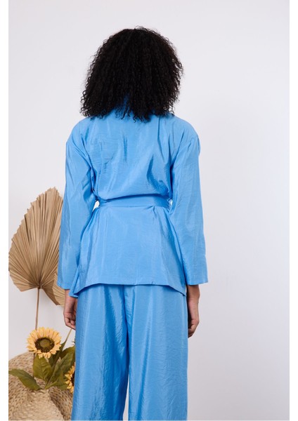 Bebe Mavisi Oversize Kimono Takım