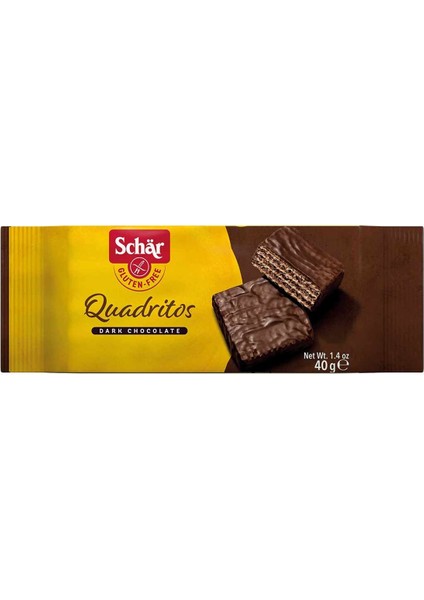 Quadritos 2X20G Glutensiz Siyah Çikolata Kaplı Gofret