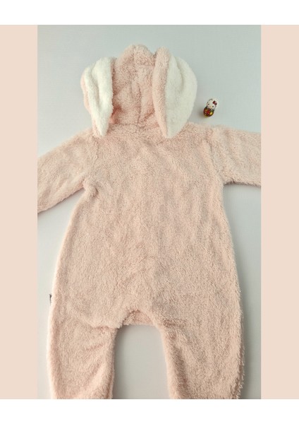Tavşan Kulaklı Pembe Welsoft Bebek Tulum – Kapüşonlu Kışlık 0-12 Ay