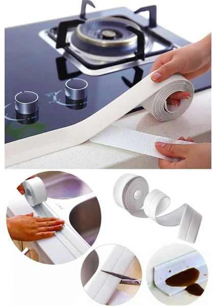 3,2 mt Su Sızdırmaz Bant Banyo , Mutfak , Duş , Pencere , Kenar Bandı 3.2mt Delik Kapatıcı