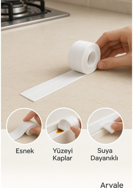 3,2 mt Su Sızdırmaz Bant Banyo , Mutfak , Duş , Pencere , Kenar Bandı 3.2mt Delik Kapatıcı fiyatları