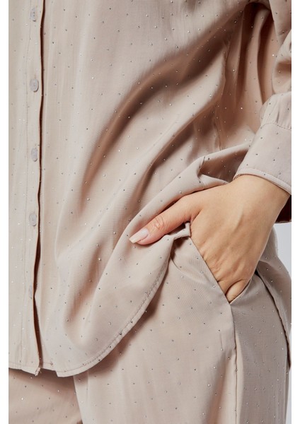 Vizon Taş Işlemeli Salaş Kalıp Gömlek