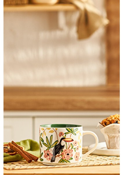 Tropic New Bone Kupa 406 ml Yeşil Tropikal Desen ile Şık Sunum İçin fırsatları