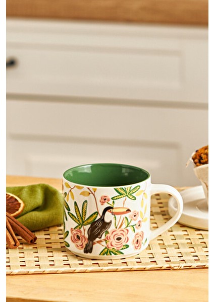 Tropic New Bone Kupa 406 ml Yeşil Tropikal Desen ile Şık Sunum İçin indirimleri