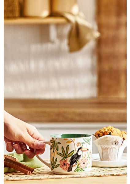 Tropic New Bone Kupa 406 ml Yeşil Tropikal Desen ile Şık Sunum İçin