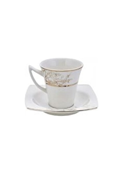 Autumn Porselen Kahve Fincan Takımı Desenli 6 Kişilik 85 ml Beyaz Renk